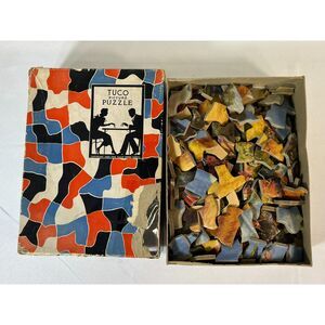 1933 Tuco Picture Puzzle Cottage and Boat INCOMPLETE Cardboard Pieces